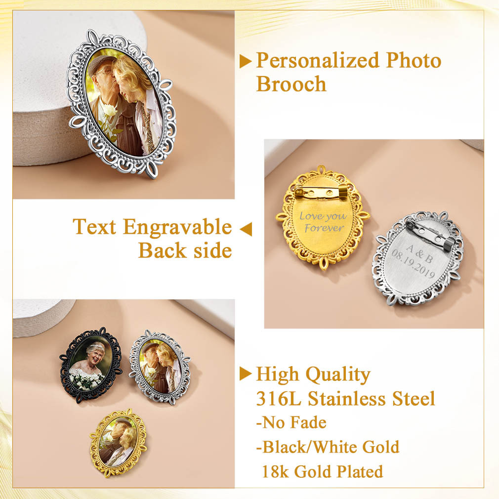 Custom Photo Brooch Pins for Women Memorial Pins