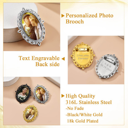 Custom Photo Brooch Pins for Women Memorial Pins