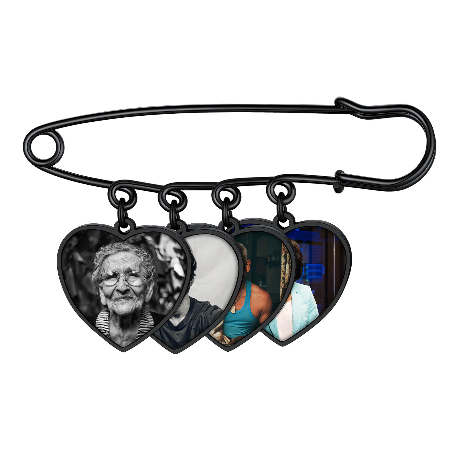 Custom Photo Memorial Pin Wedding Bouquet Charm Brooch pin 4 charms