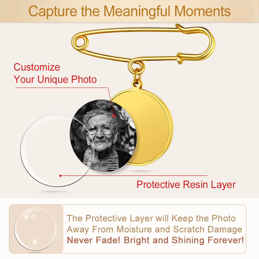 Custom your Picture Wedding Bouquet Photo Brooch Memorial Pins 