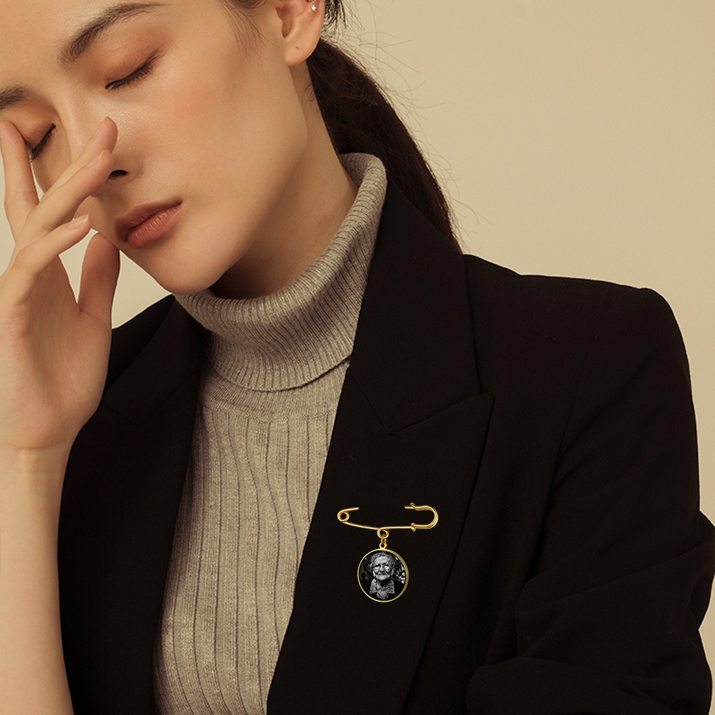 Picture Wedding Bouquet Photo Brooch Memorial Pins model gold