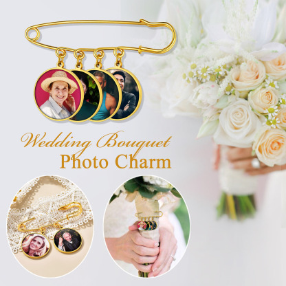 Custom Picture Wedding Bouquet Photo Brooch 
