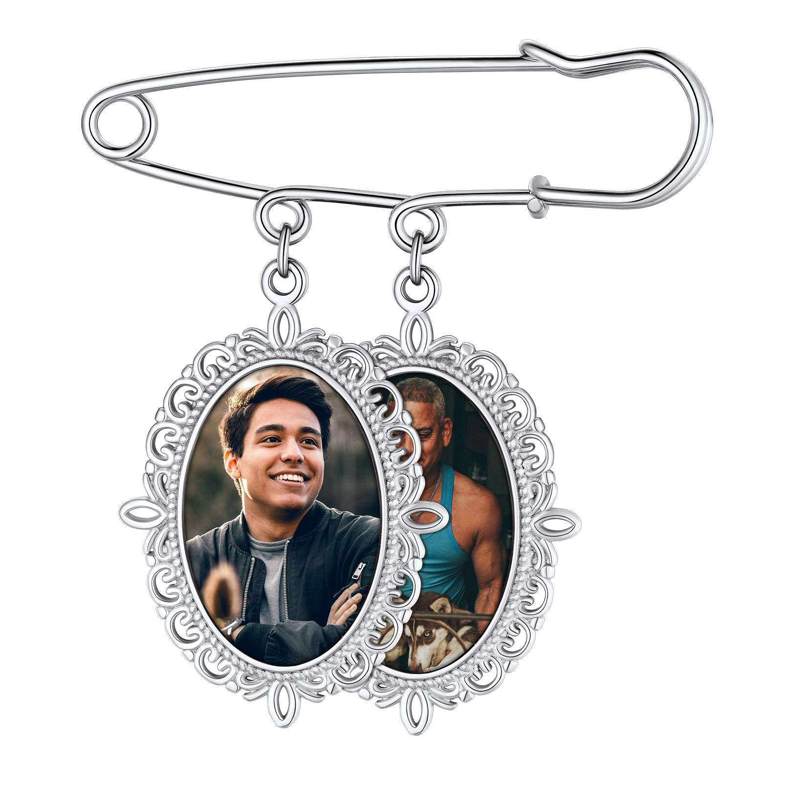 Wedding Bouquet Photo Charms Customized with 1-4 Pictures  silver 2