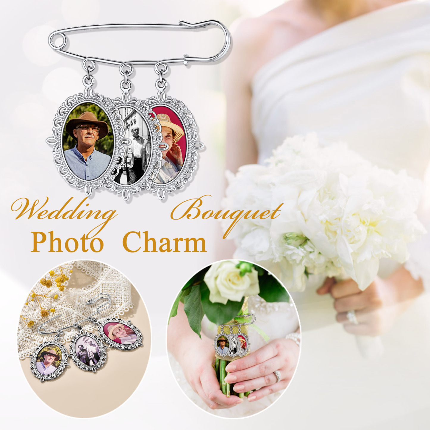 Wedding Bouquet Photo Charms Customized with Pictures 