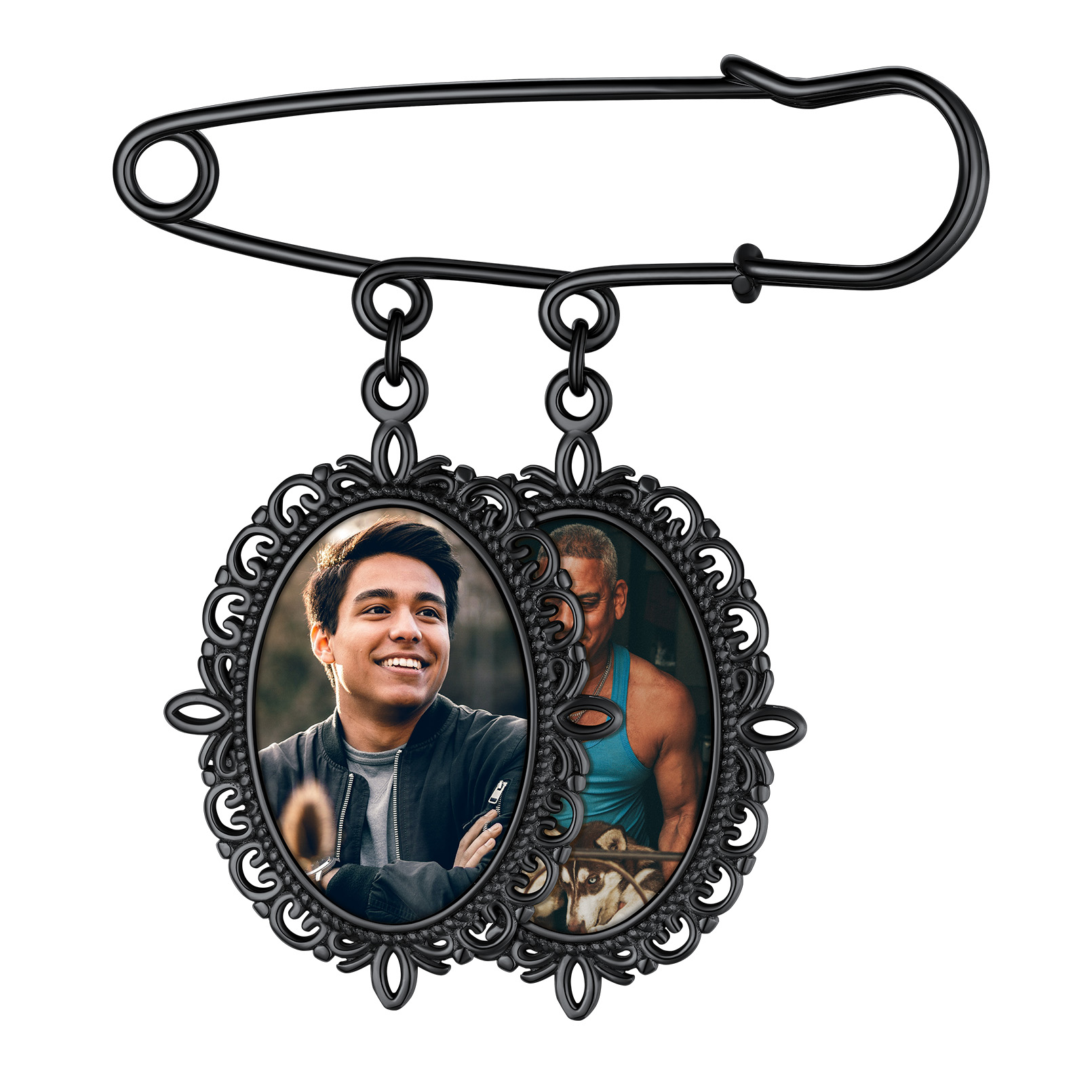 Wedding Bouquet Photo Charms Customized with 1-4 Pictures  black 2