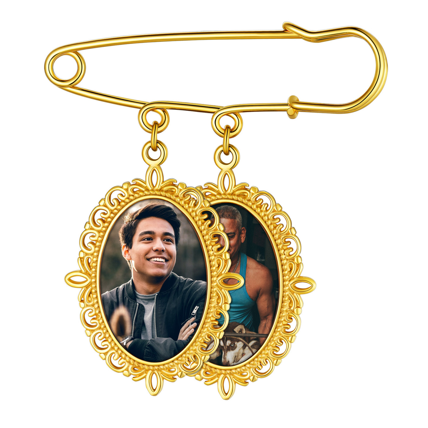 Wedding Bouquet Photo Charms Customized with 1-4 Pictures  gold 2