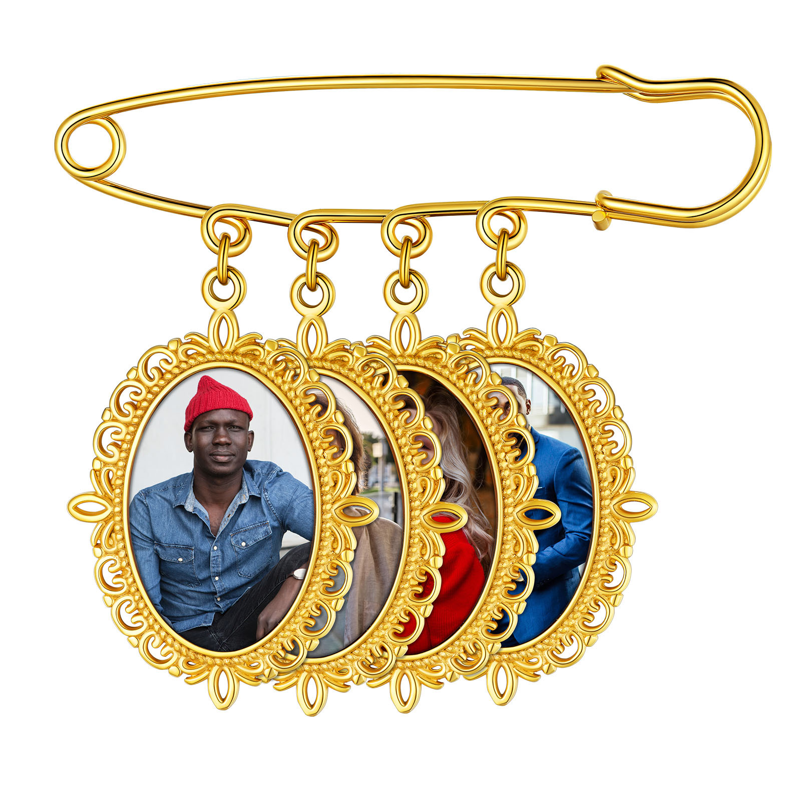 Wedding Bouquet Photo Charms Customized with 1-4 Pictures gold 4