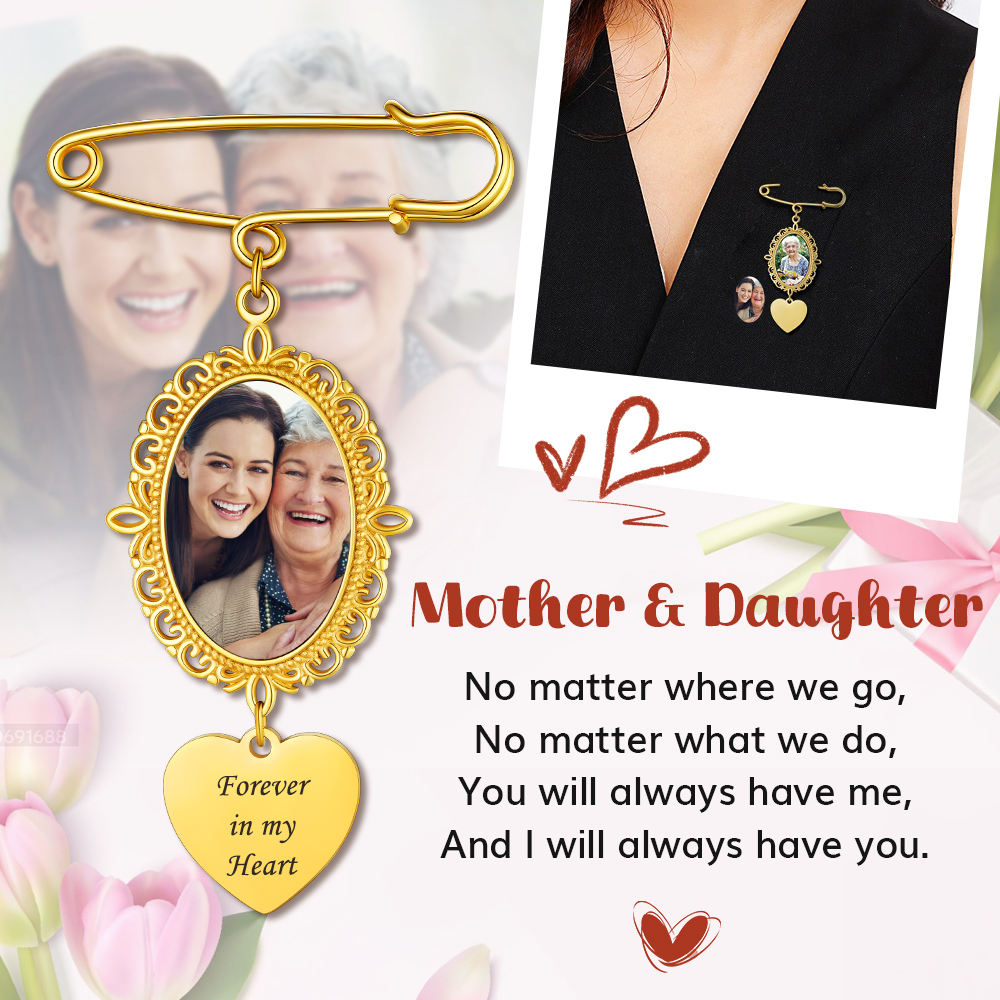 Custom Photo Charms Wedding Bouquet Brooch Pins For Women