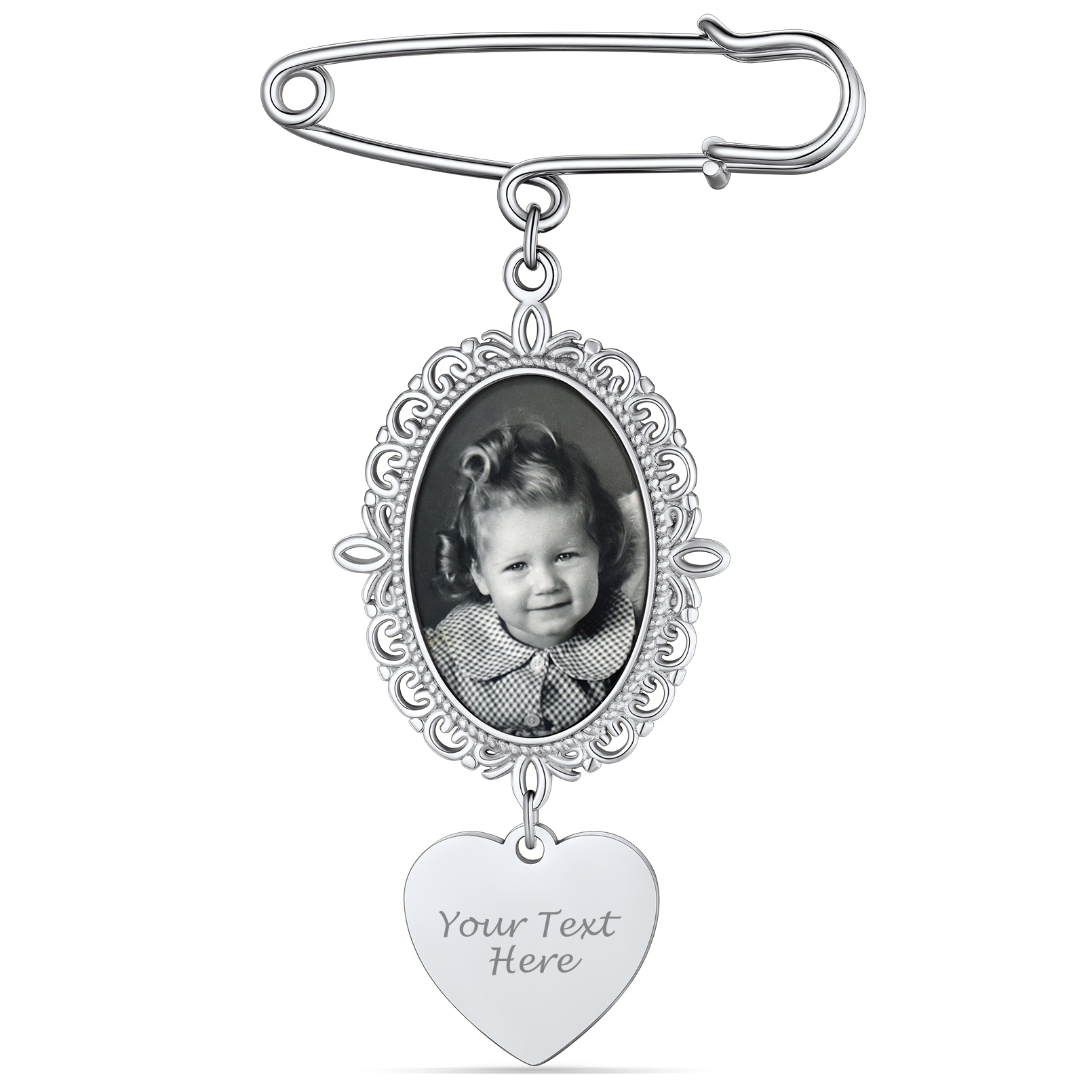 Custom Photo Charms Wedding Bouquet Brooch Pins For Women