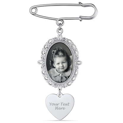 Custom Photo Charms Wedding Bouquet Brooch Pins For Women