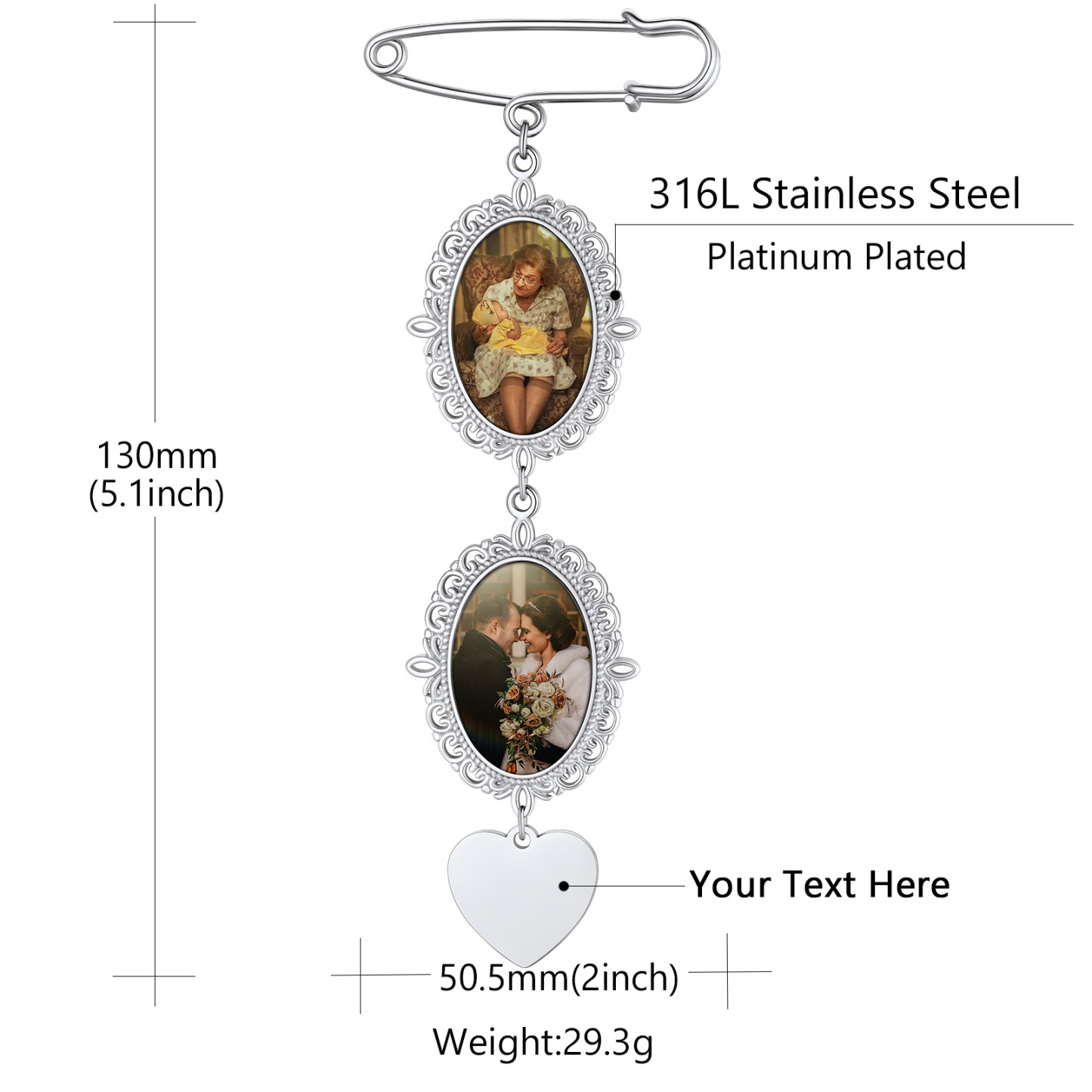 Custom Photo Charms Pendant Pins For Women detail
