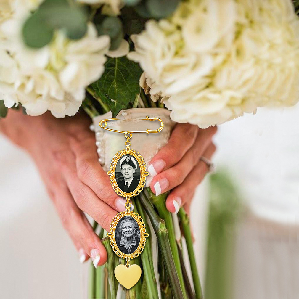 Custom Photo Charms Wedding Bouquet Brooch Pins For Women