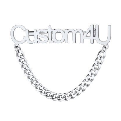 Personalized Engraved Name Pin for Women Men silver