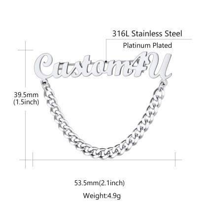 Personalized Engraved Name Pin Brooch for Women Men detail