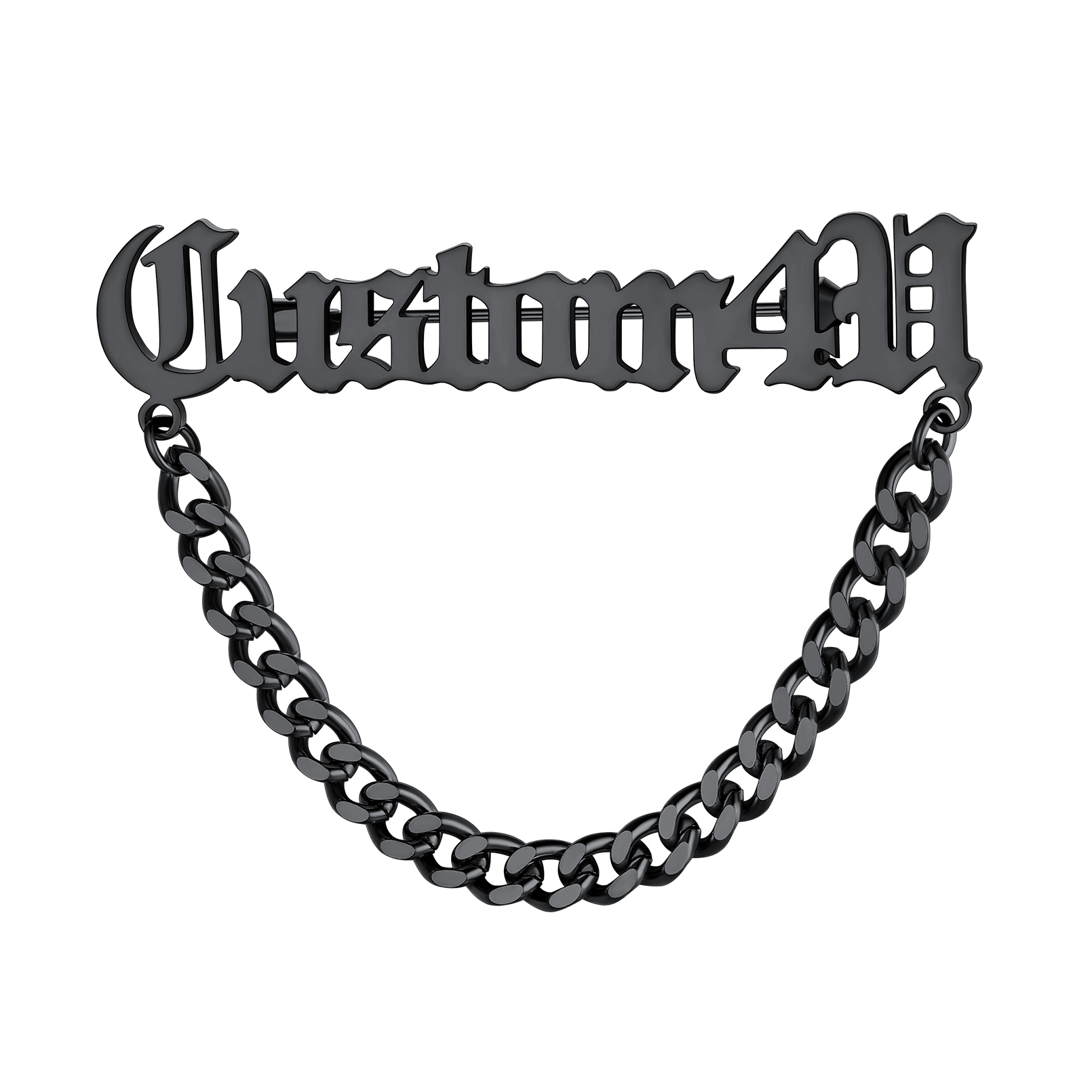 Personalized Engraved Name Pin Brooch for Women Men black