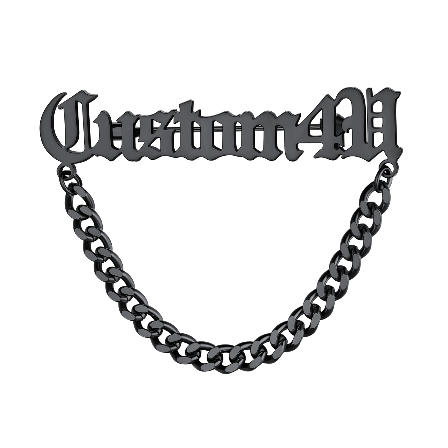 Personalized Engraved Name Pin Brooch for Women Men black