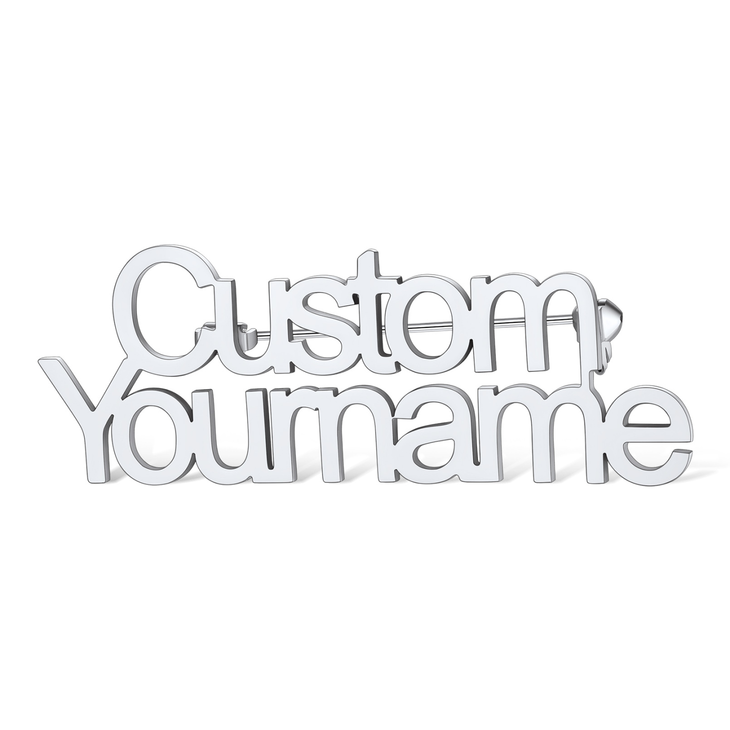 Custom Engraved Name Brooch Pin for Women Men silver