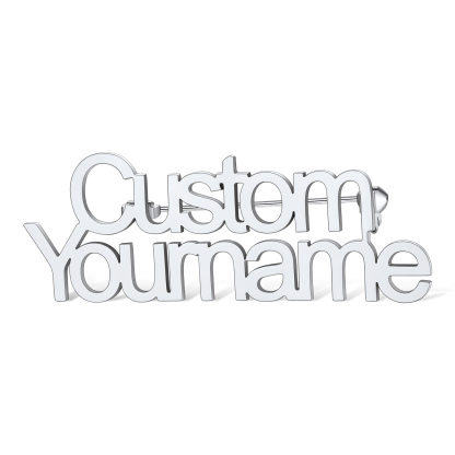 Custom Engraved Name Brooch Pin for Women Men silver