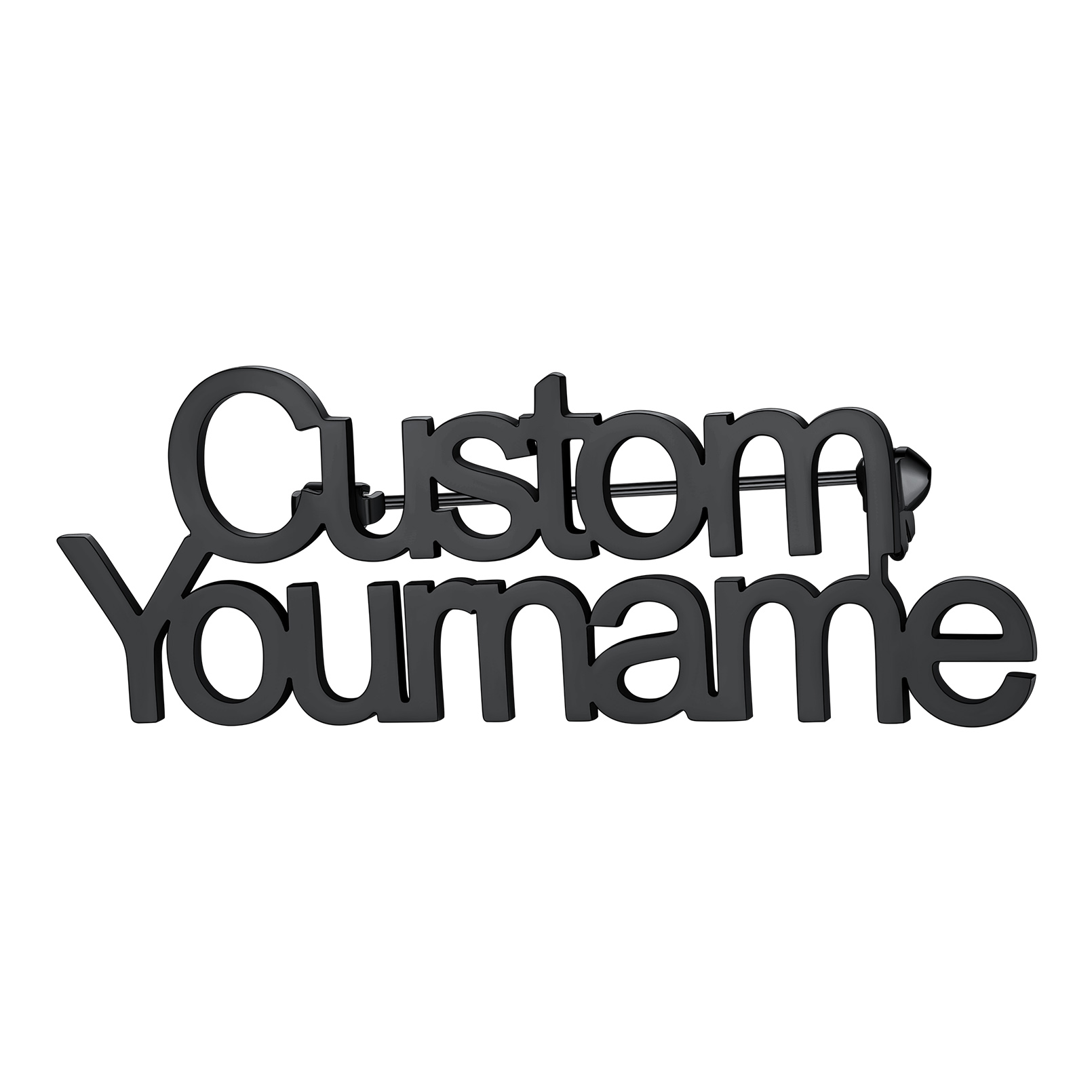 Custom Engraved Name Brooch Pin for Women Men black