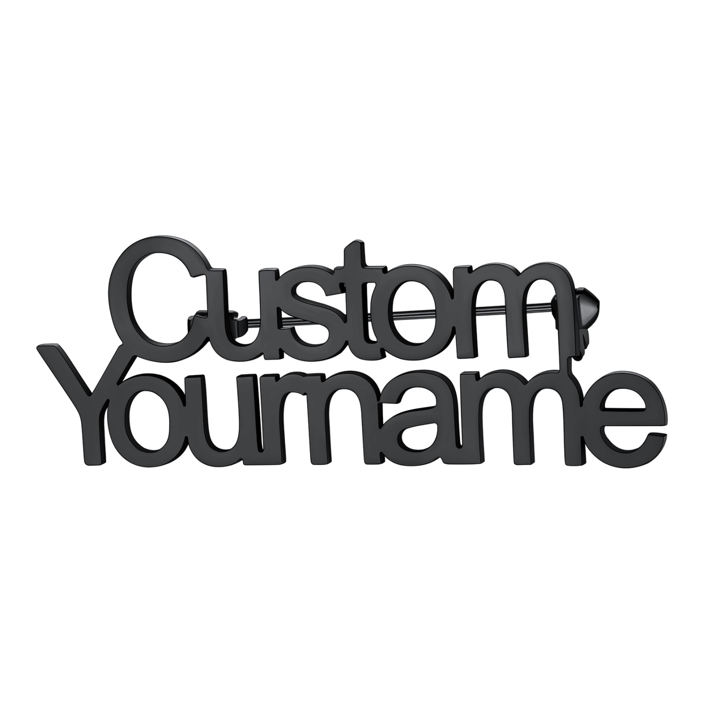 Custom Engraved Name Brooch Pin for Women Men black