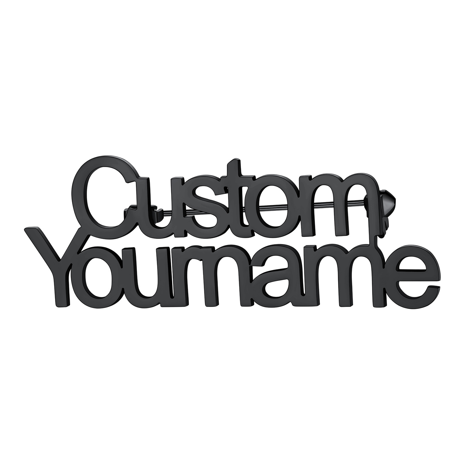 Custom Engraved Name Brooch Pin for Women Men black