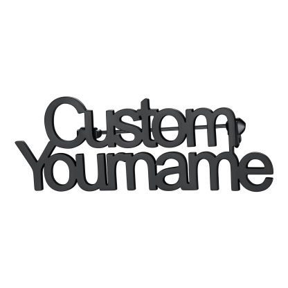 Custom Engraved Name Brooch Pin for Women Men black