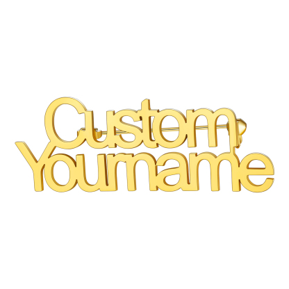 Custom Engraved Name Brooch Pin for Women Men gold