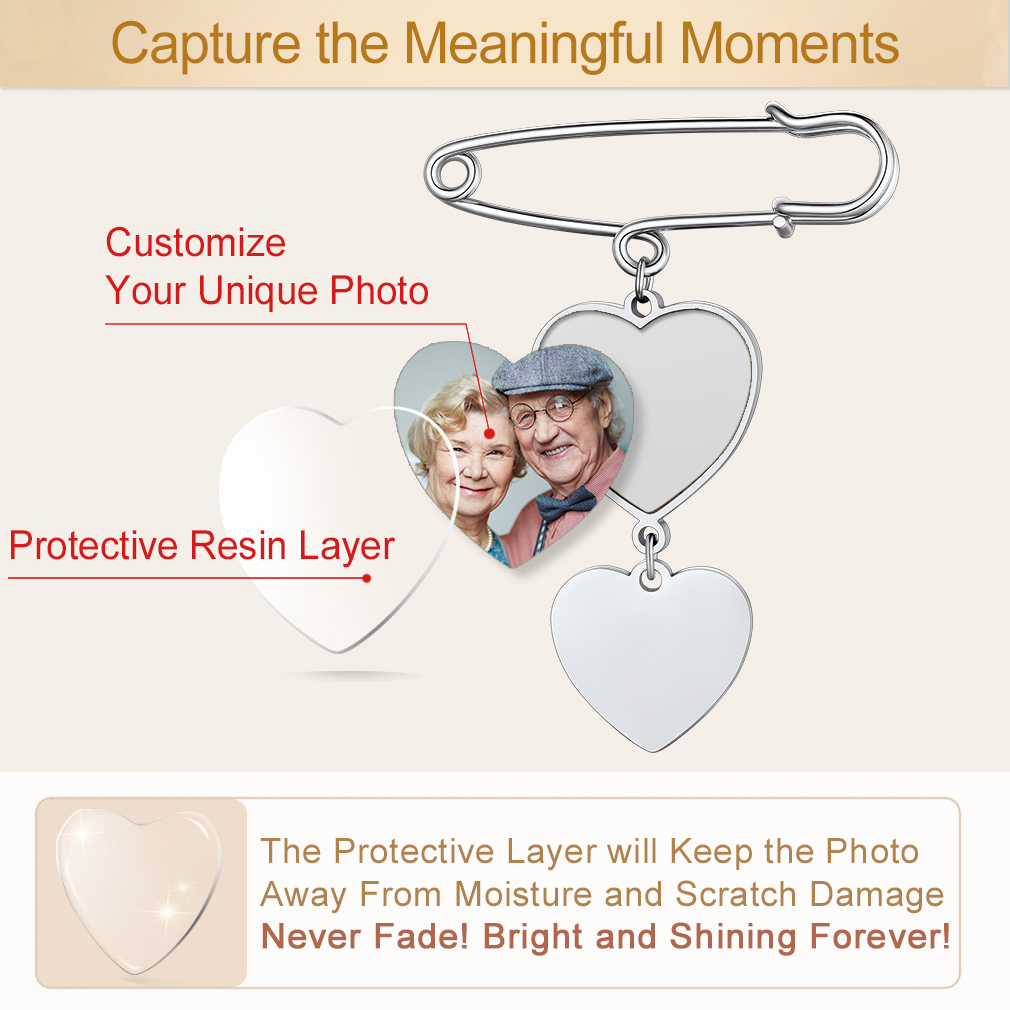 Wedding Bouquet Photo Memorial Pins for Women Men 