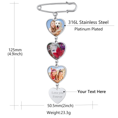 Wedding Bouquet Photo Charms Memorial Pins for Women Men size 3