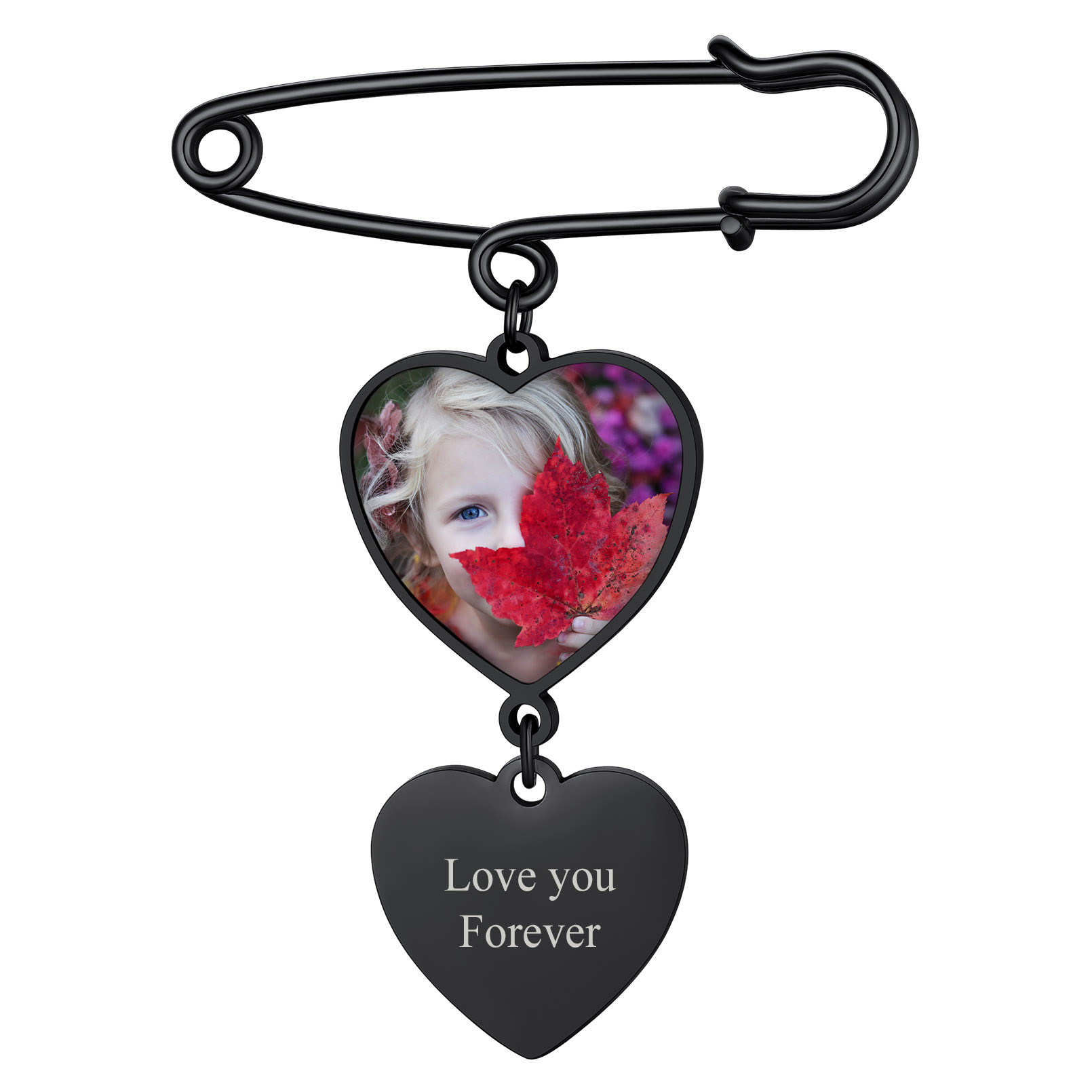 Wedding Bouquet Photo Charms Memorial Pins for Women Men black 1