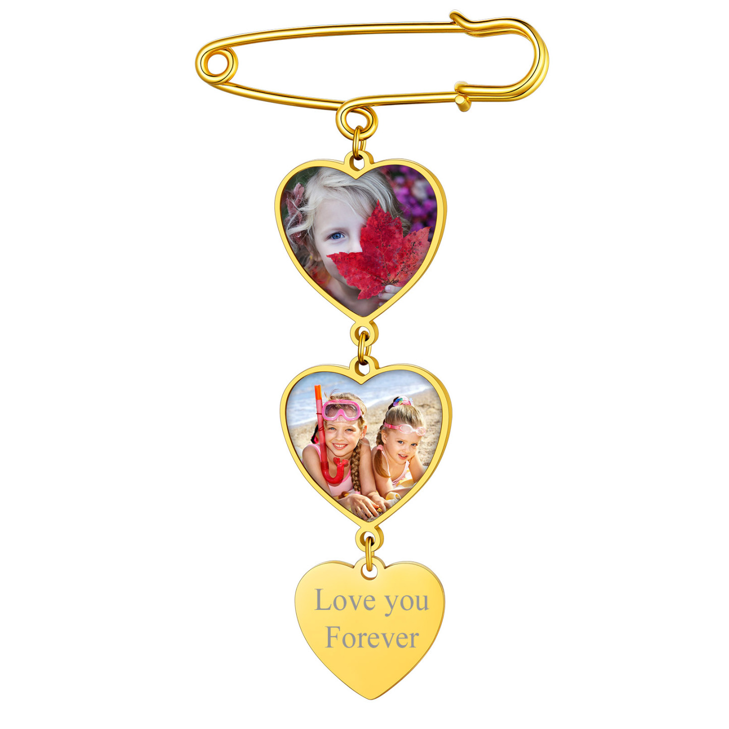Wedding Bouquet Photo Charms Memorial Pins for Women Men gold 2
