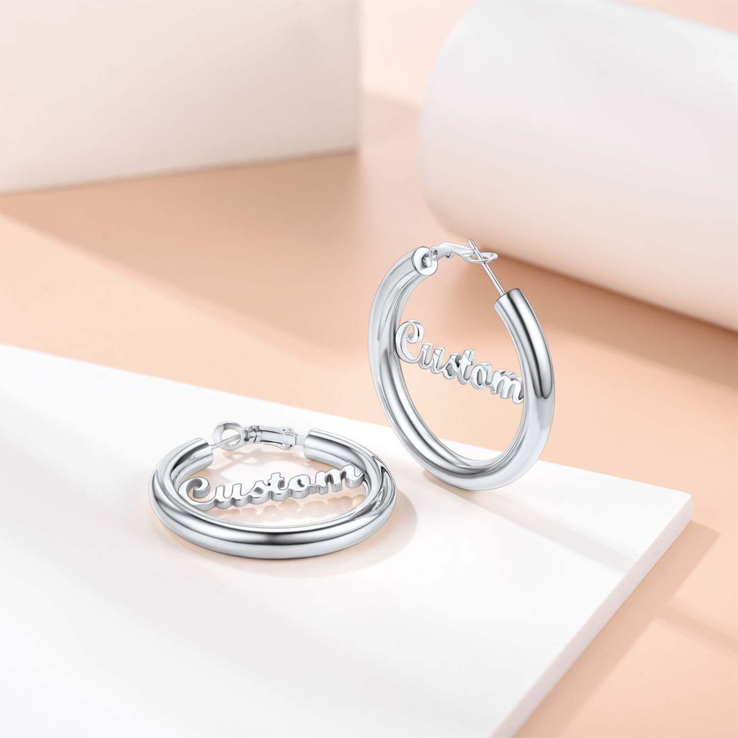 Custom4U Personalized 40MM Name Hoop Earrings