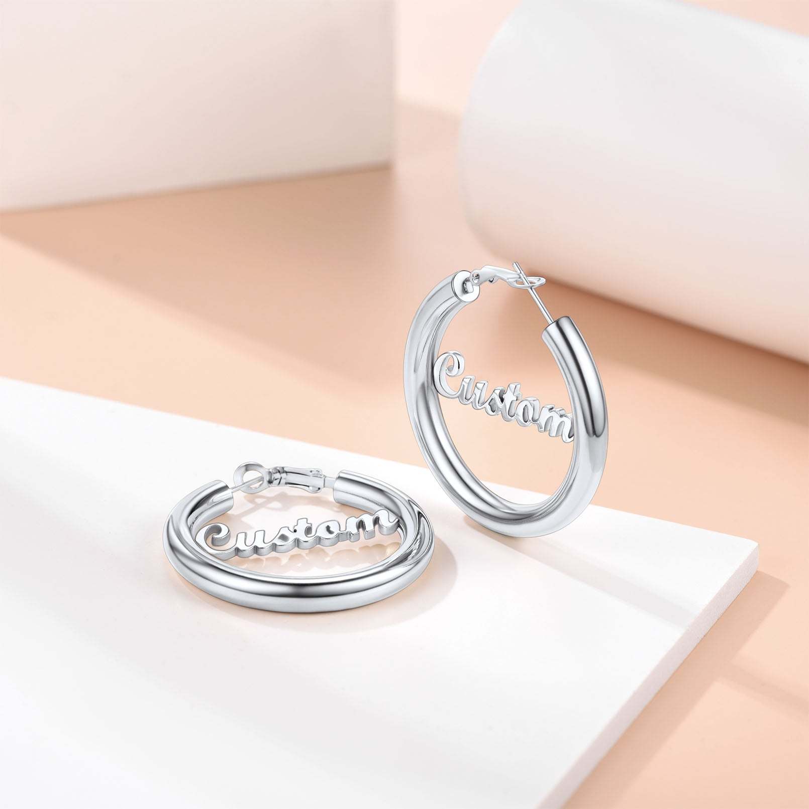 Custom4U Personalized 40MM Name Hoop Earrings