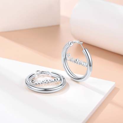 Custom4U Personalized 40MM Name Hoop Earrings
