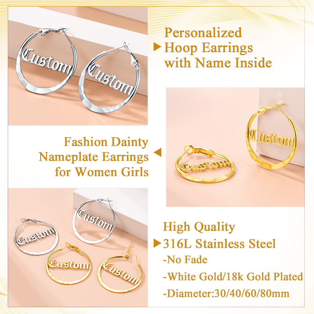  Custom Double Name Circle Hoop Earrings for Women detail