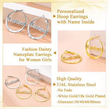 Custom Double Name Circle Hoop Earrings for Women detail
