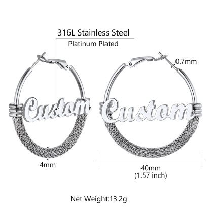 Custom Name Trendy Hoop Earrings for Women 40mm size