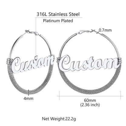 Custom Name Trendy Hoop Earrings for Women 60mm size