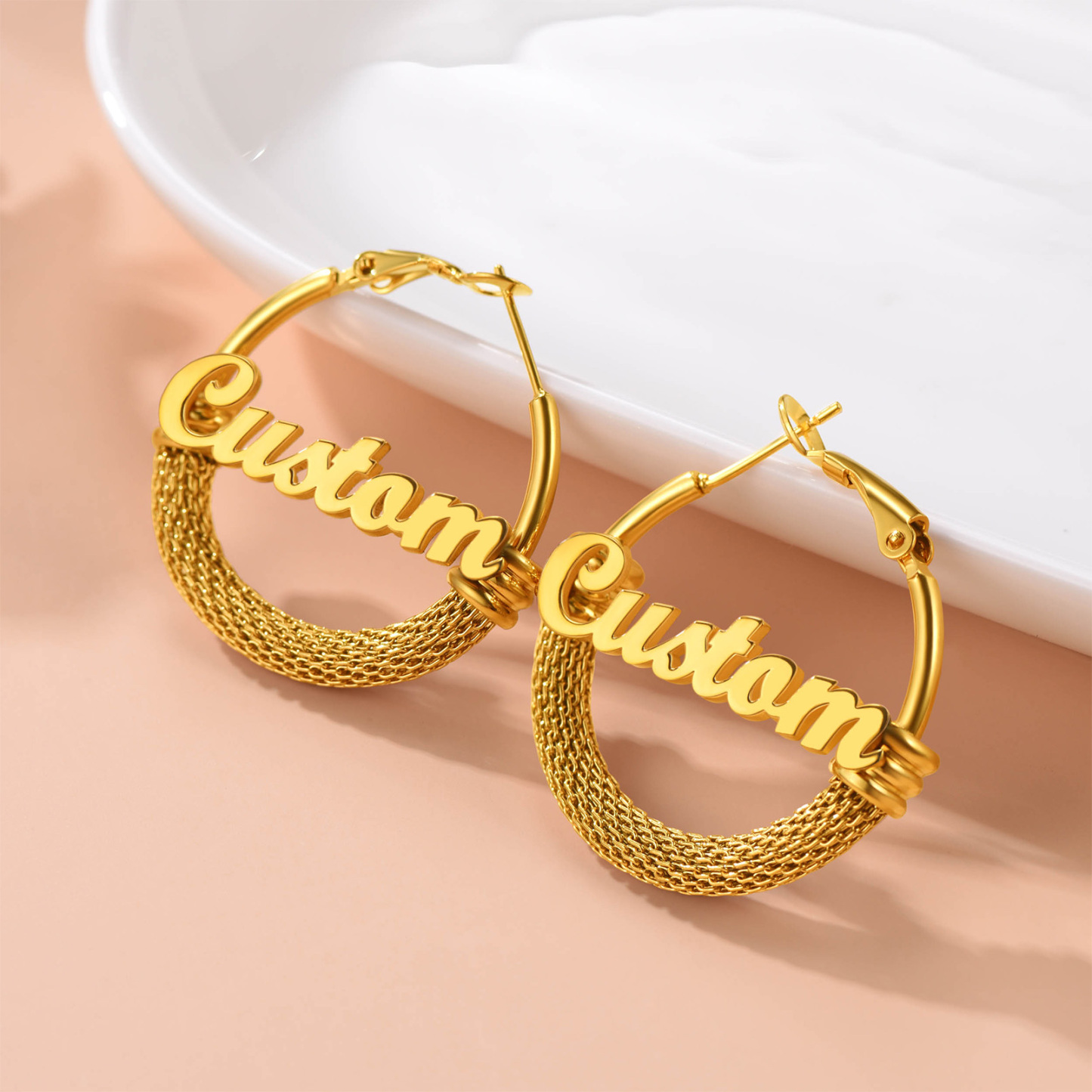 Custom Name Trendy Hoop Earrings for Women 30/40/60/80mm occasion