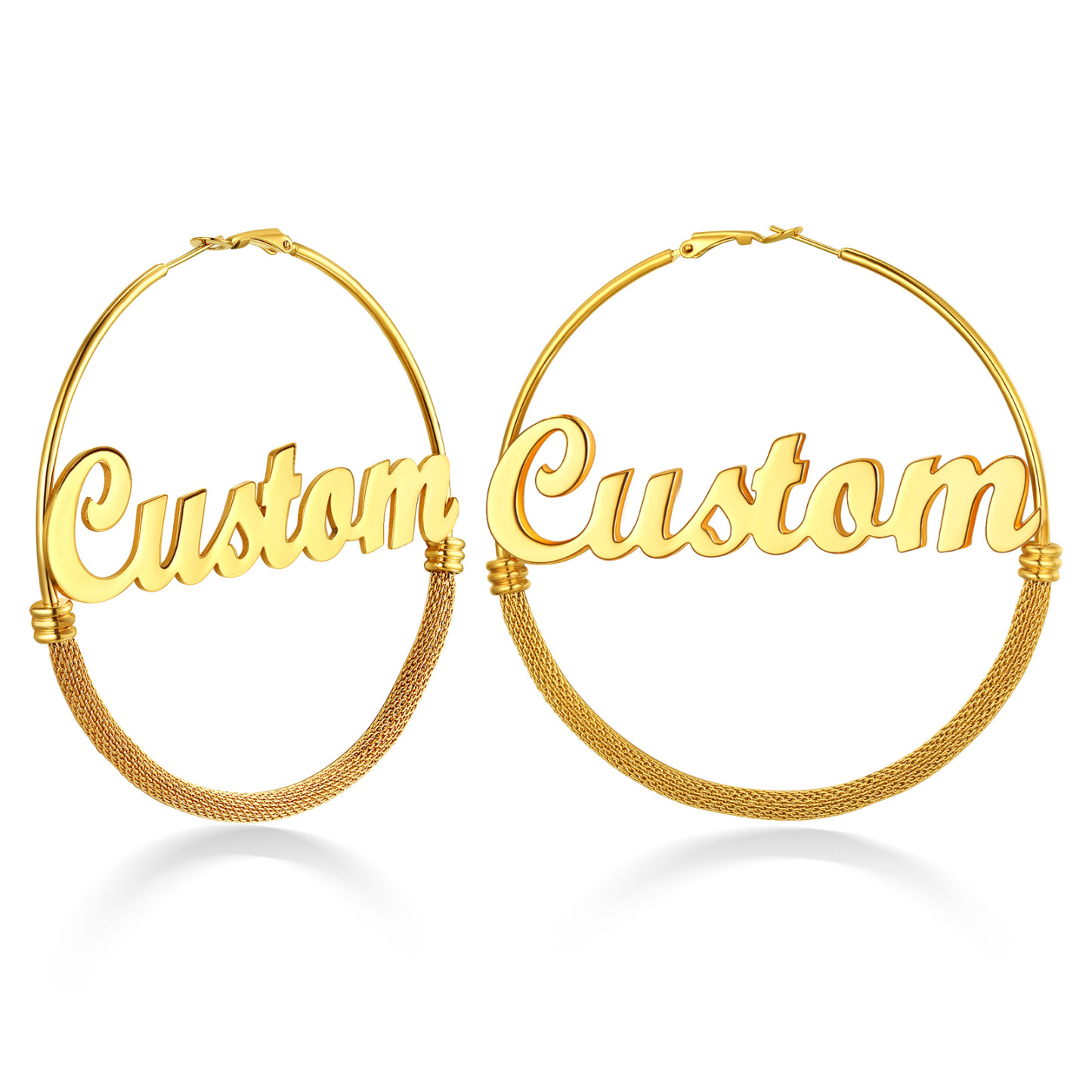 Custom Name Trendy Hoop Earrings for Women 80mm gold
