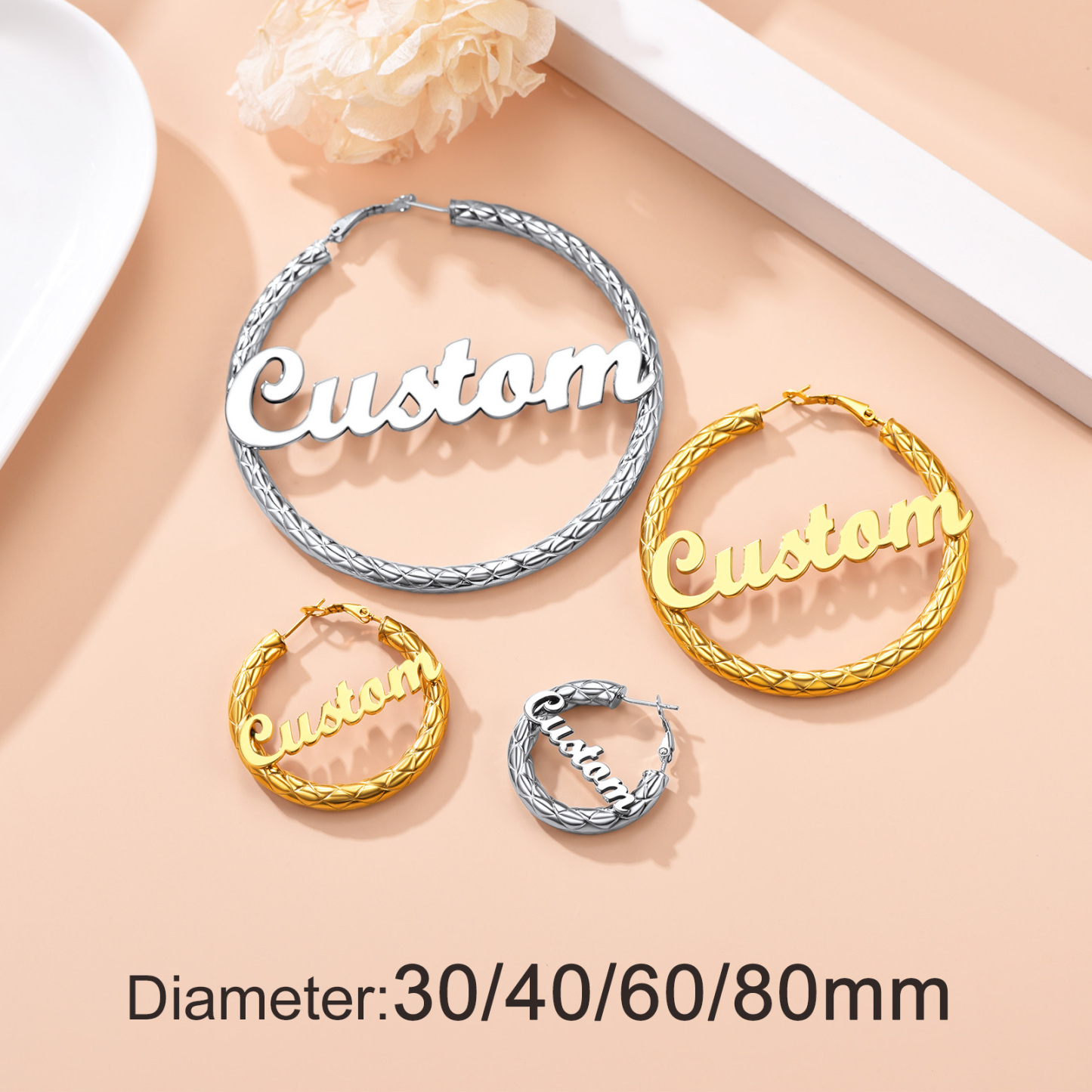 Personalized Hoop Earrings with Name Inside Gift for Women collection