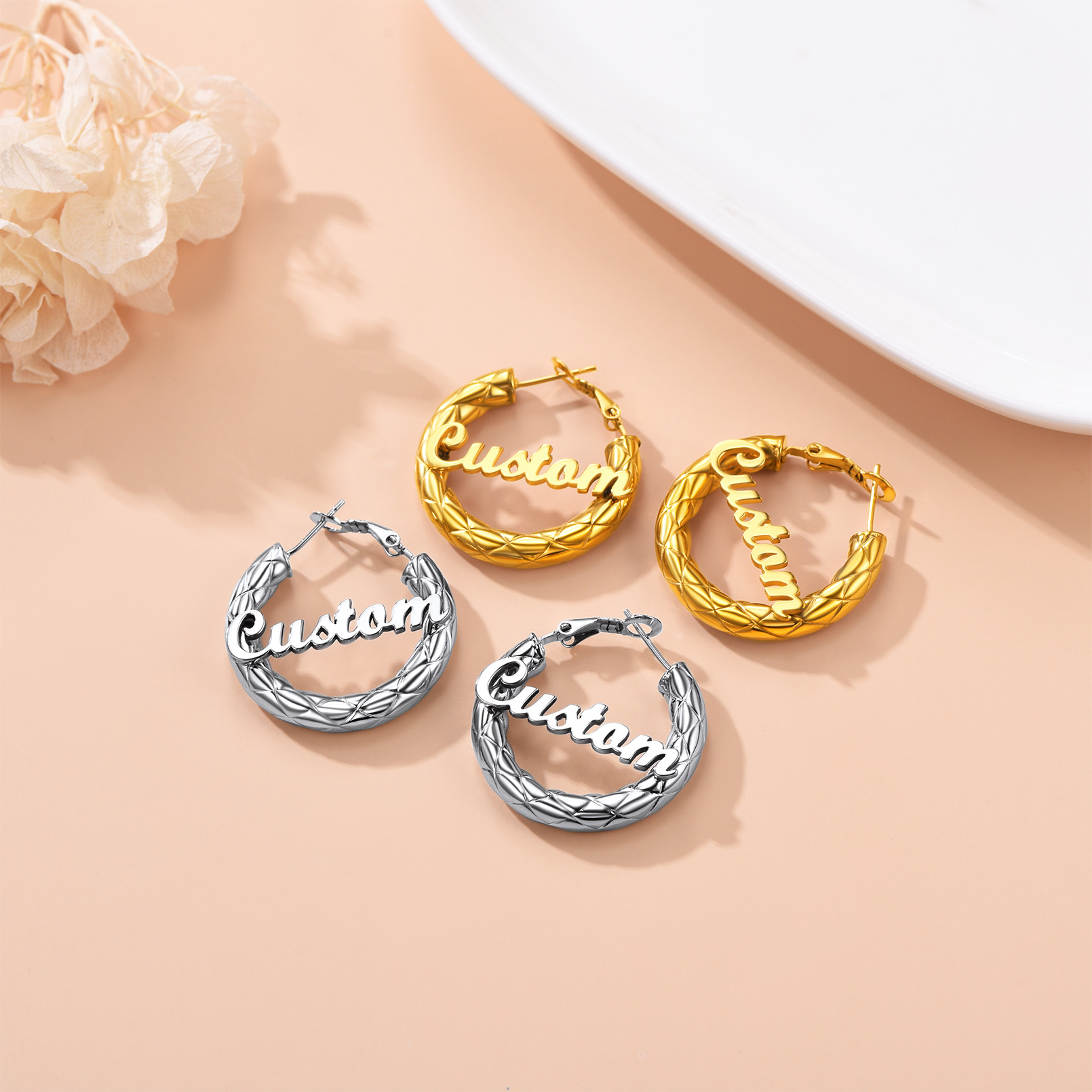 Personalized Hoop Earrings with Name Inside Gift for Women 30/40/60/80mm occasion