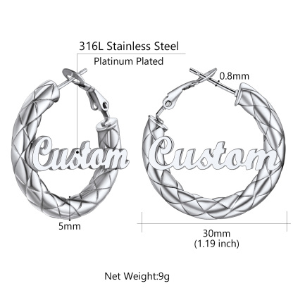 Personalized Hoop Earrings with Name Inside Gift for Women size 30