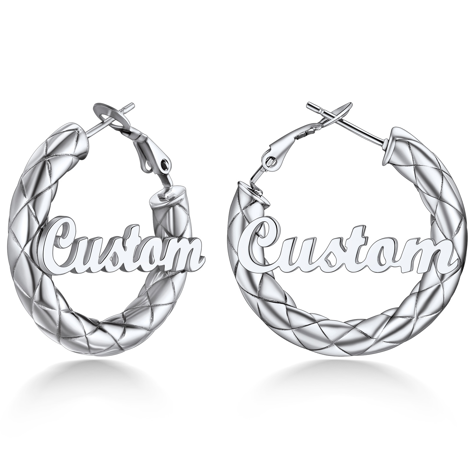 Personalized Hoop Earrings with Name Inside Gift for Women 30 silver