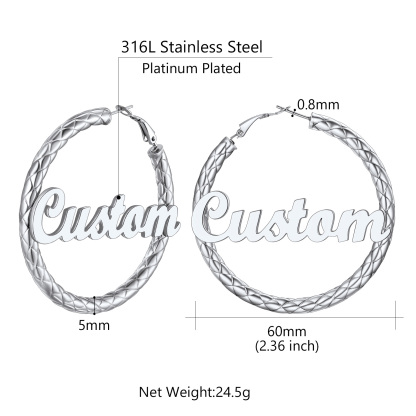 Personalized Hoop Earrings with Name Inside Gift for Women size 60