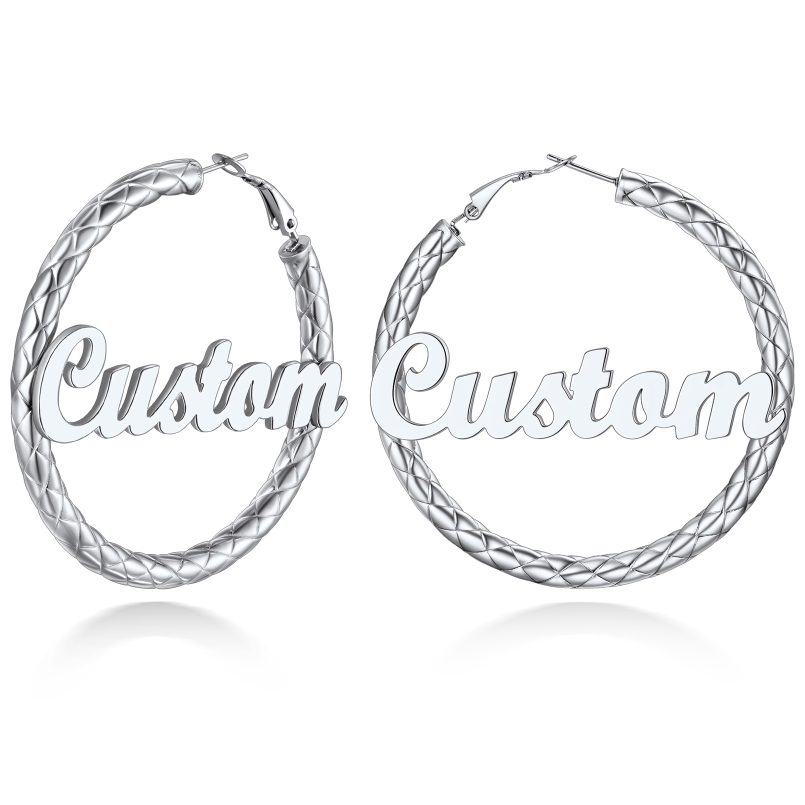 Personalized Hoop Earrings with Name Inside Gift for Women silver 60