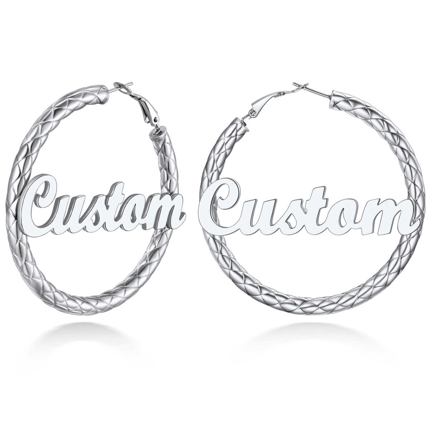 Personalized Hoop Earrings with Name Inside Gift for Women silver 60