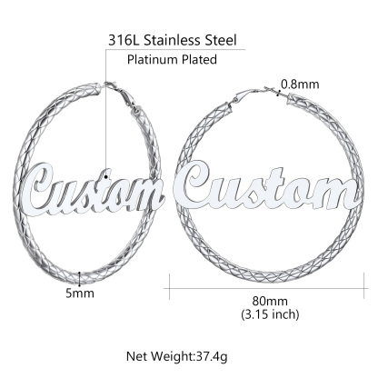Personalized Hoop Earrings with Name Inside Gift for Women size 80