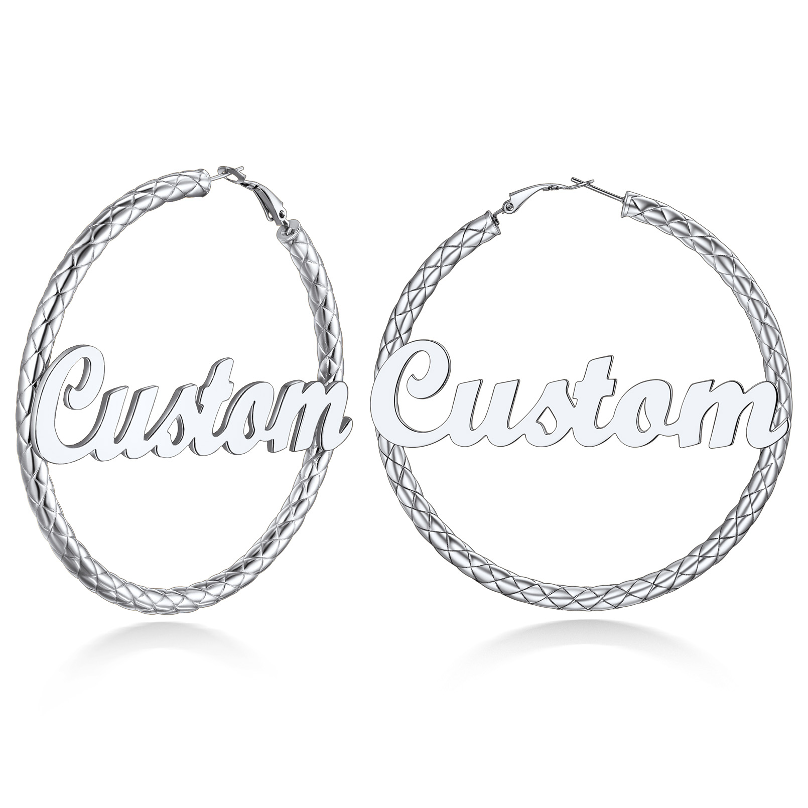 Personalized Hoop Earrings with Name Inside Gift for Women silver 80
