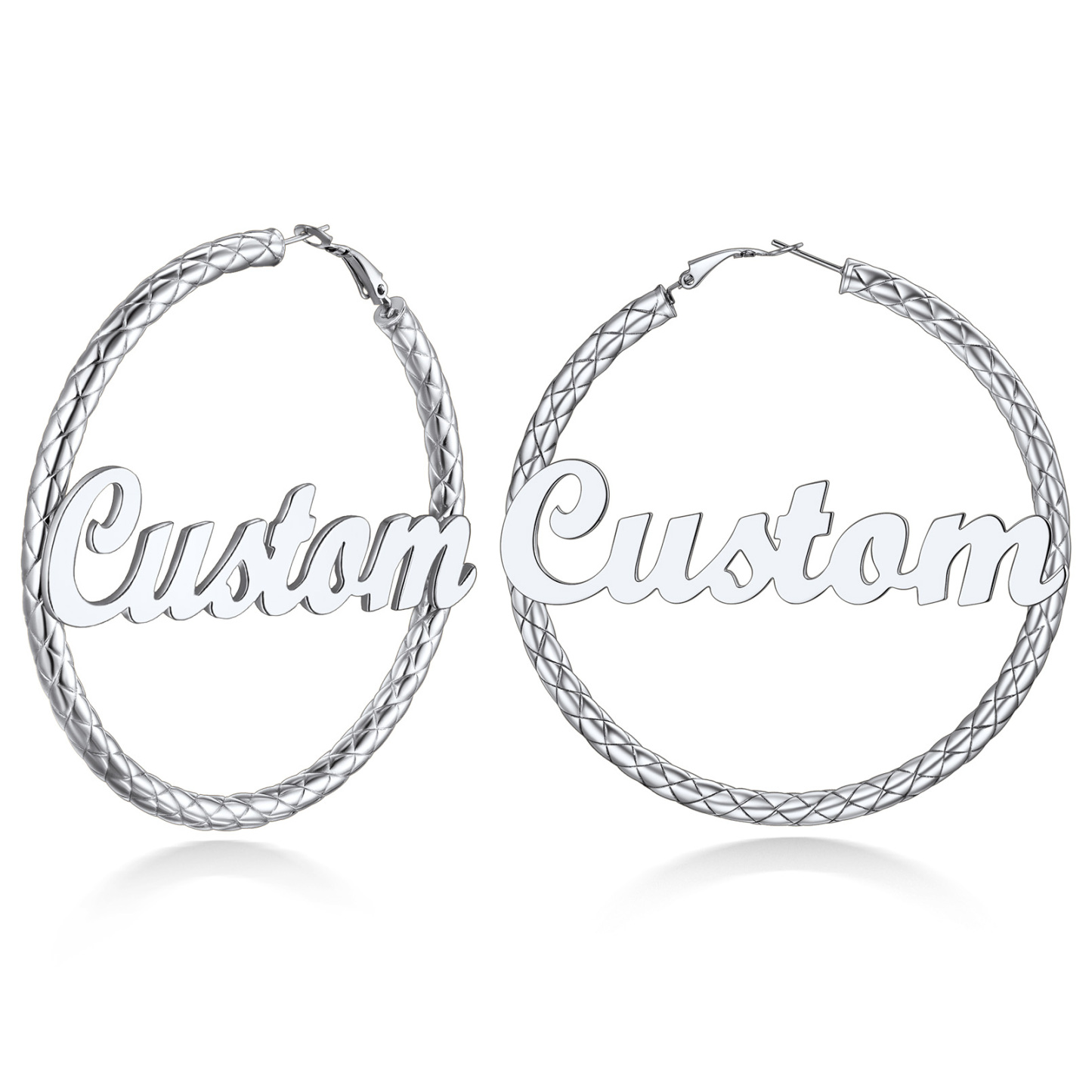 Personalized Hoop Earrings with Name Inside Gift for Women silver 80